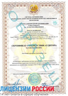 Образец сертификата соответствия аудитора №ST.RU.EXP.00014299-1 Фролово Сертификат ISO 14001
